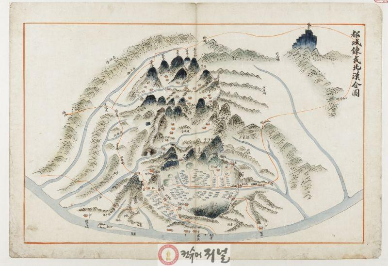 1-4. 한양의 수도성곽 구성(도성연융북한합도, 동국여도 18세기).jpg