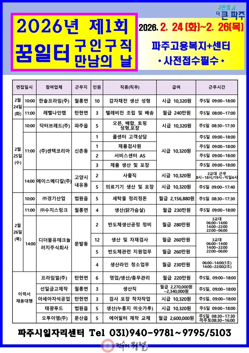 3. 파주시, 2026년 제1회 '구인 구직 만남의 날' 개최.jpg