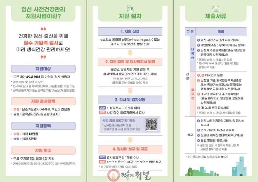 고양시, 생애 초기 건강지원 정책 강화 (2)임신 사전건강관리 지원사업 안내 리플릿.jpg