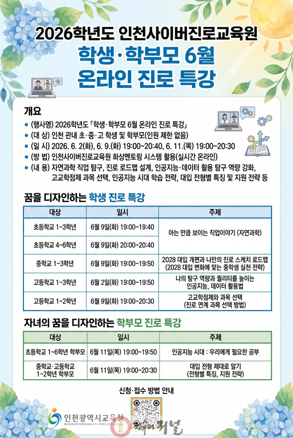 2. 인천광역시교육청  학생·학부모 대상 6월 온라인 진로 특강 운영.png