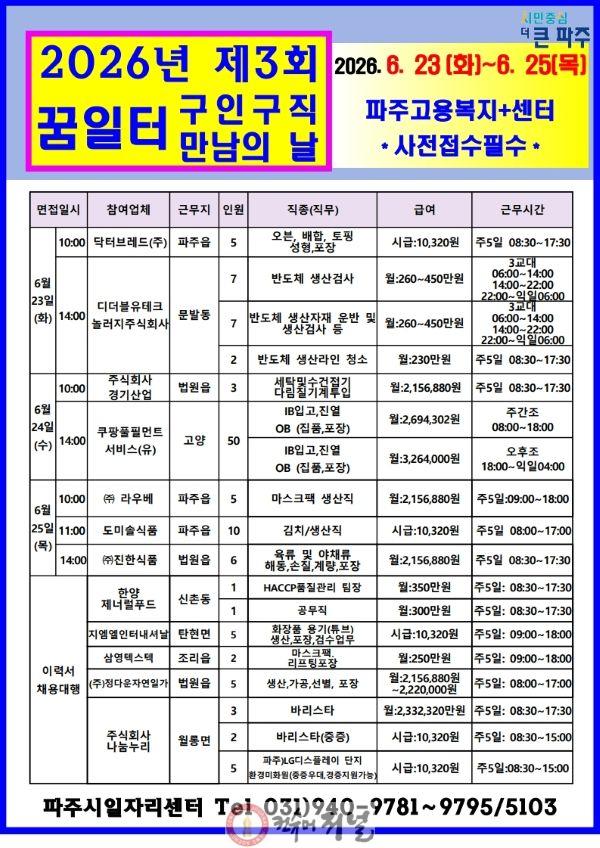 2. 파주시, 2026년 제3회 ‘구인 구직 만남의 날’ 개최.jpg