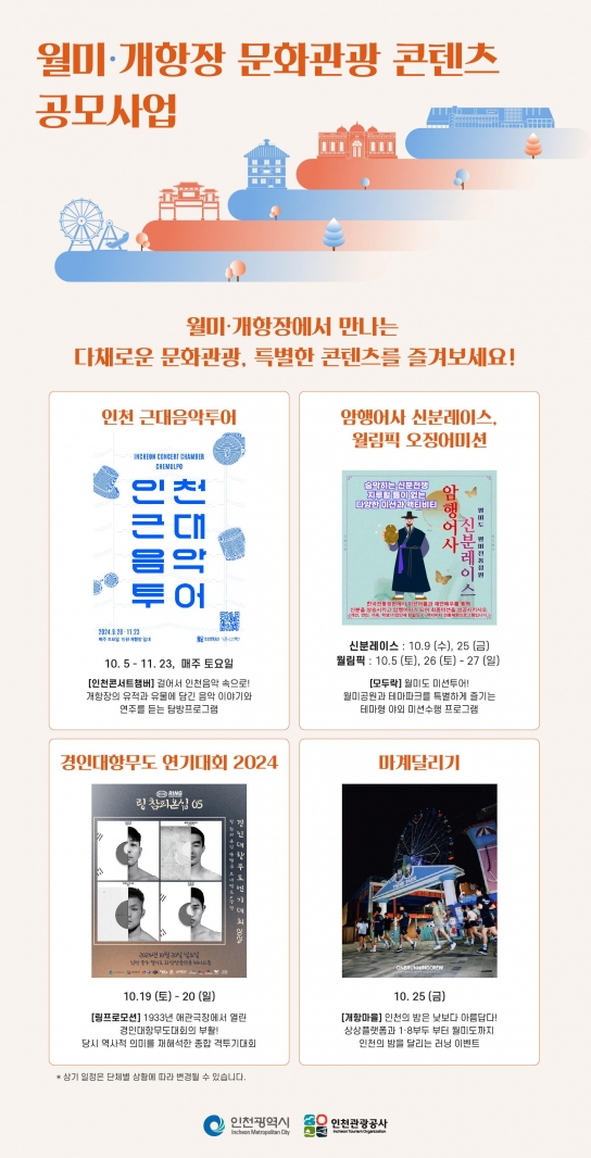 인천시, 음악에서 격투기까지... 월미도·개항장의 다채로운 관광 콘텐츠가 온다