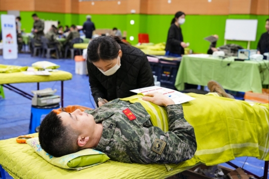 백령도 해병대 제6여단, 혹한에도 혈액 수급난 해소 위해 팔 걷어