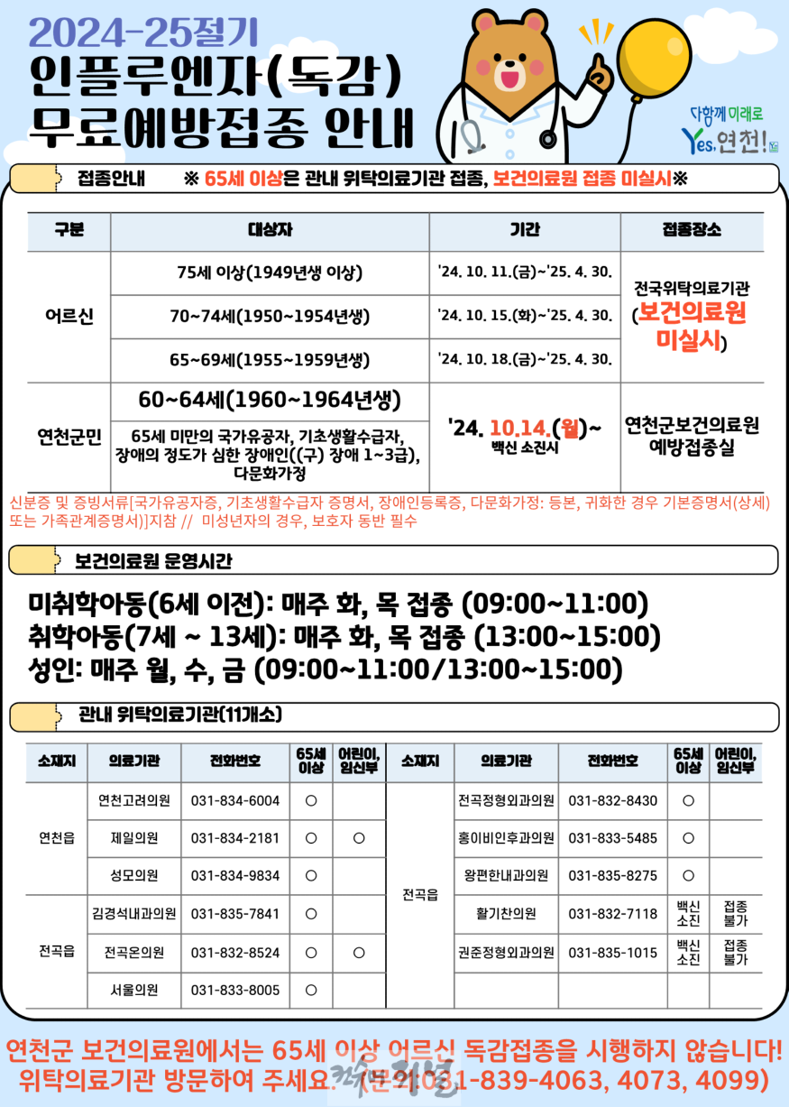 연천군, 인플루엔자(독감)·코로나19 예방 접종 권장.png