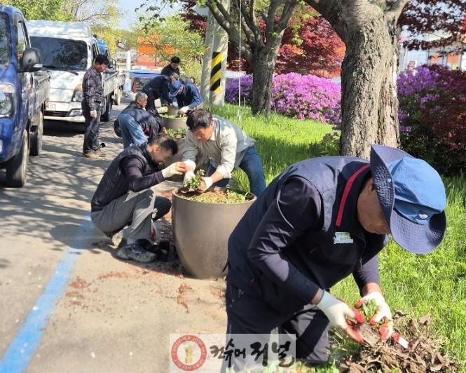 군남면 주민자치위원회, 도로변 정화 및 꽃 심기 활동.jpg